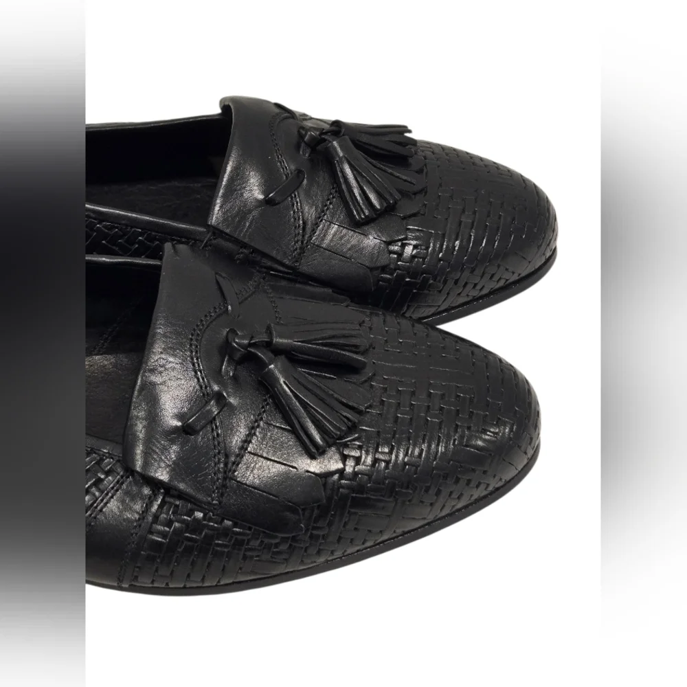 NEW Ennesi Italy Black Leather‎ Loafers  SZ 8.5